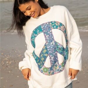 Natural Life Appliqué Peace Sign Sweatshirt L/XL New with Tags NWT.